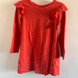 Disney Red Minnie Mouse Ruffle-Shoulder Long Sleeve Dress